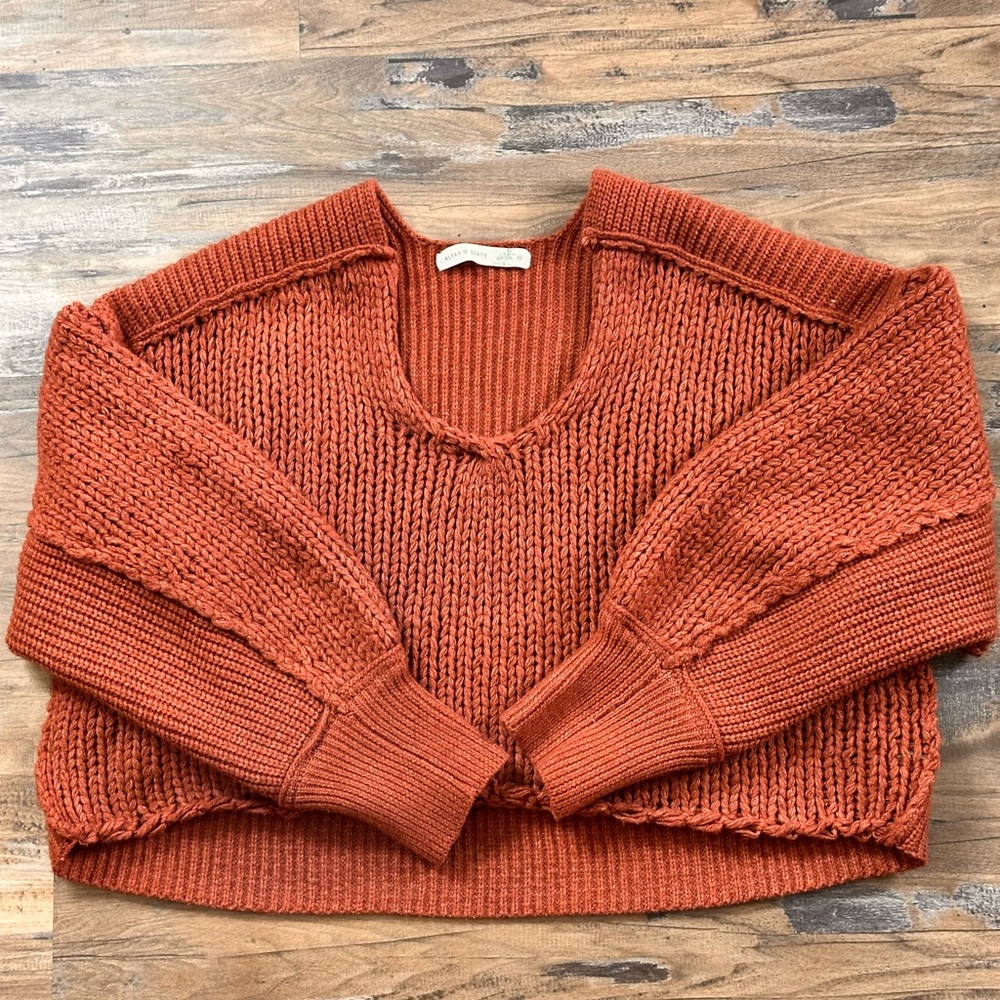 Altar'd State rust Crew Neck Sweater Chunky Knit Relaxed Fit